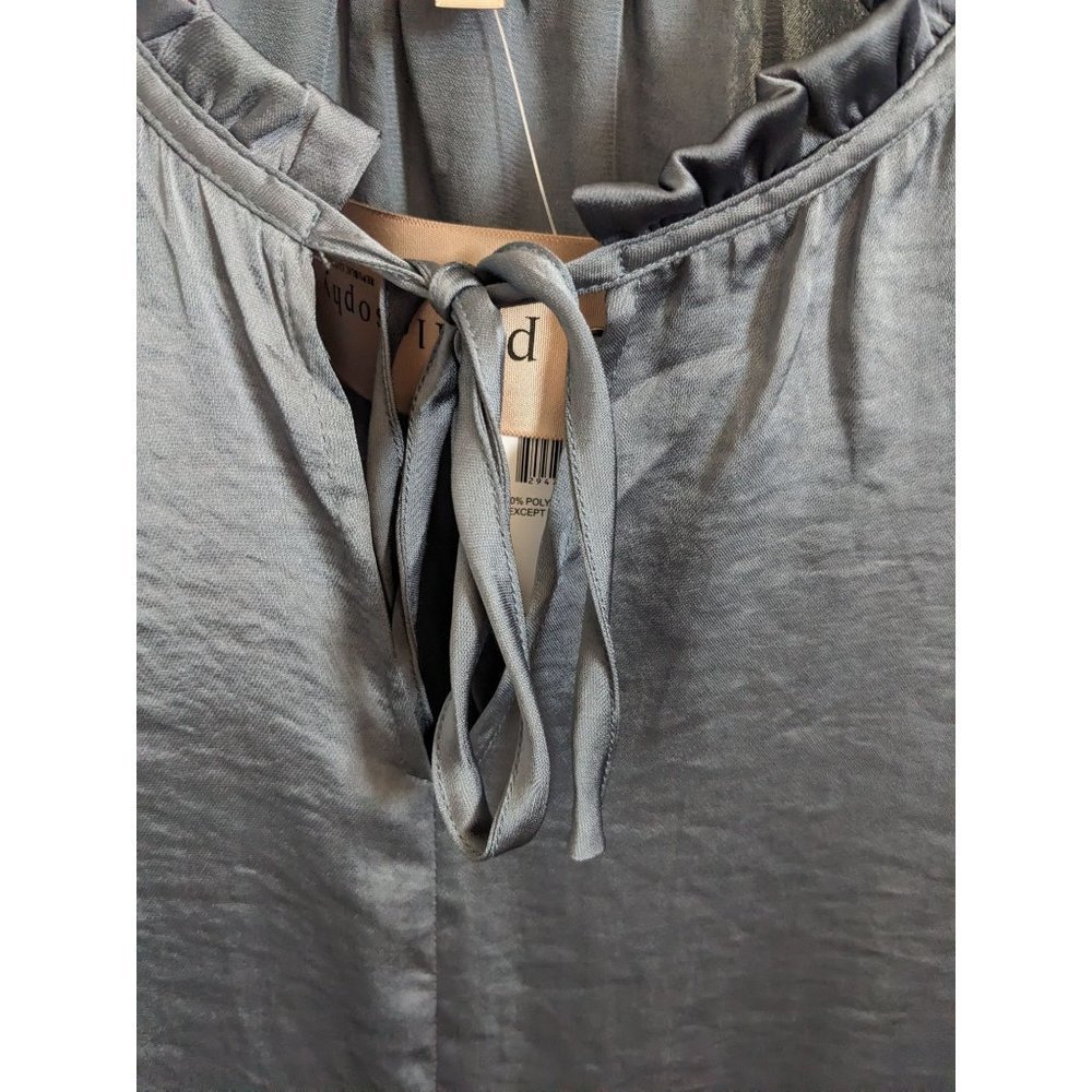 𝅺nwt Philosophy Feminine Silky Blue Gray Lone Sleeve Blouse Women's Size Large - Picture 6 of 7